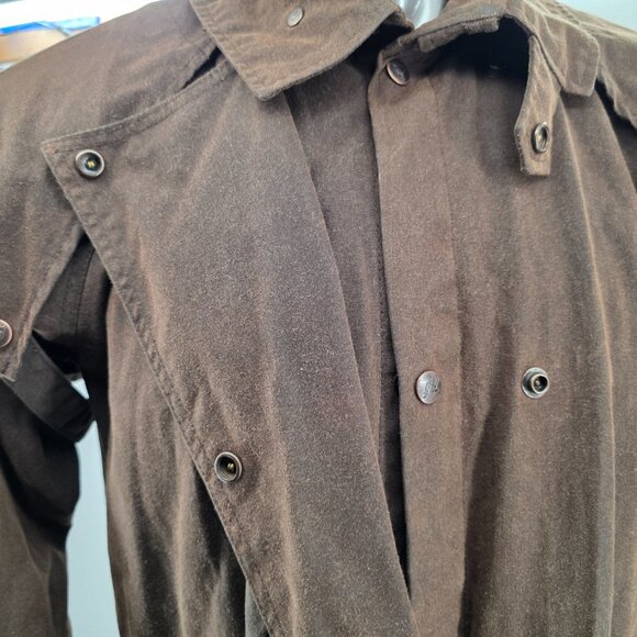Outback Trading Co Bush Trader Duster Coat Mens Brown Waxed Oilskin Western Sz S - Picture 12 of 16